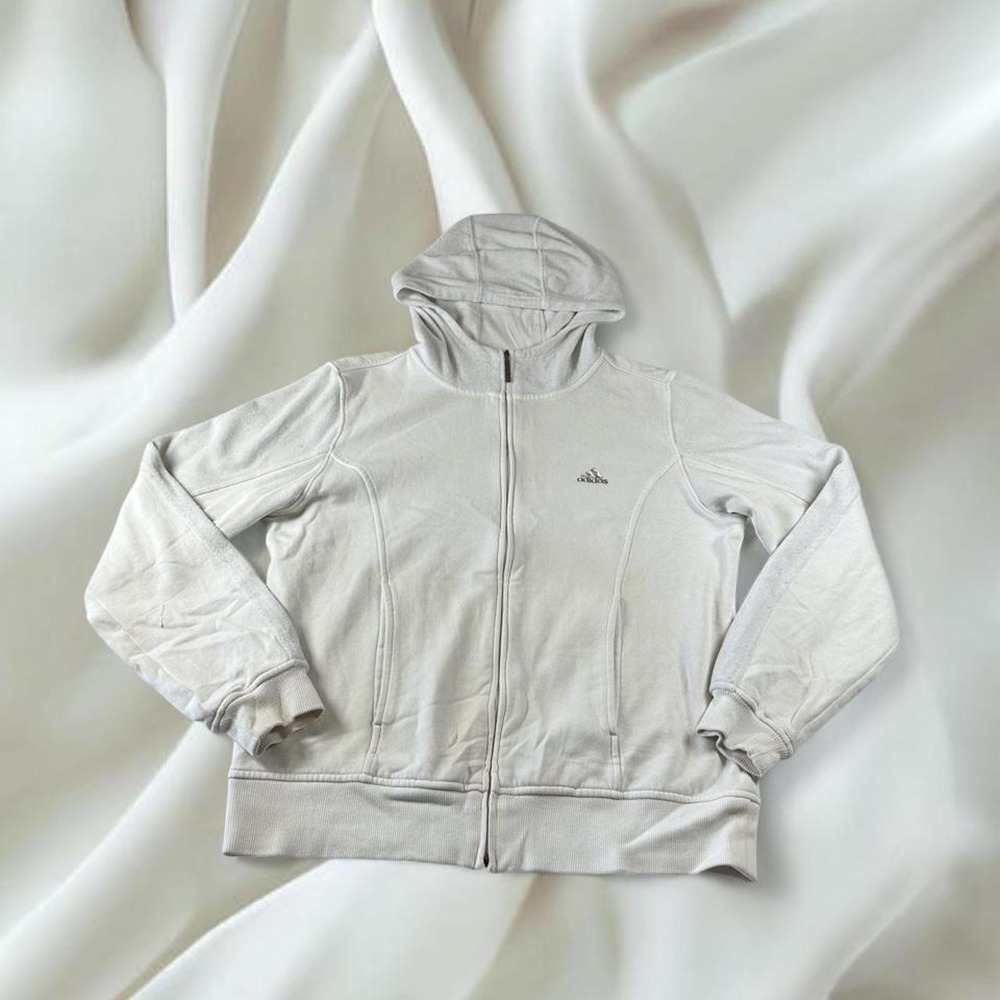 Adidas white full zip track jacket athletic workout y2k mcbling fairy boho